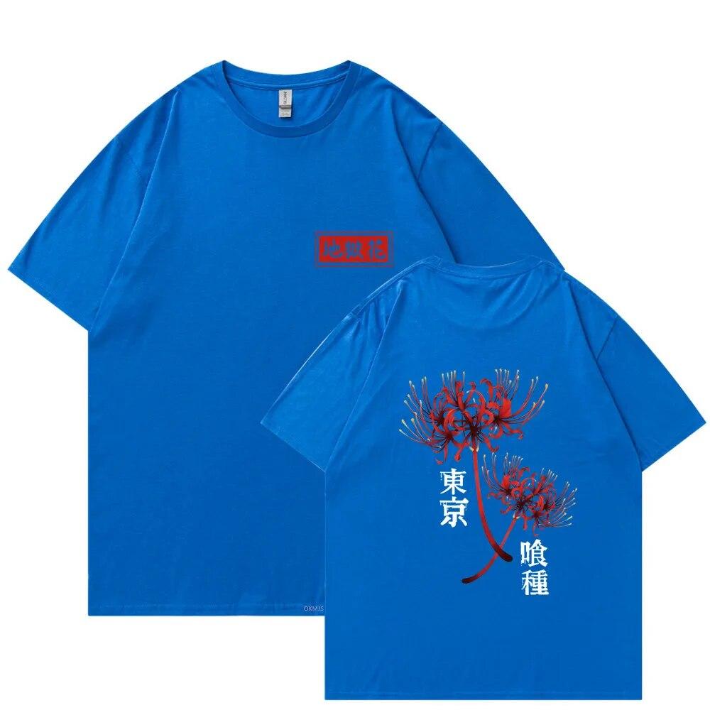 Anime Tokyo Ghoul Spider Lily T-shirt Unisex WoUnisex Cool Kane Kiken Graphic Print T-shirts Oversized Streetwear Couples Tees