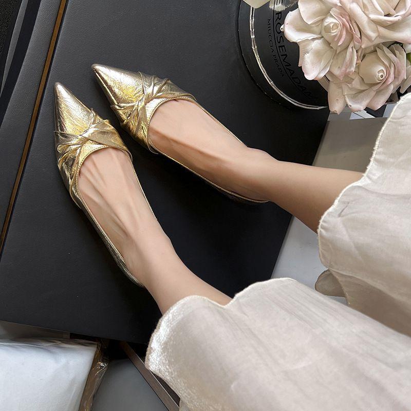Small Height-increasing Single Shoes Women's Slope Heel Pointed Tip Versatile Flat-soled Ladyshoes, Super One-pedal Lazy, Trendy Loafers