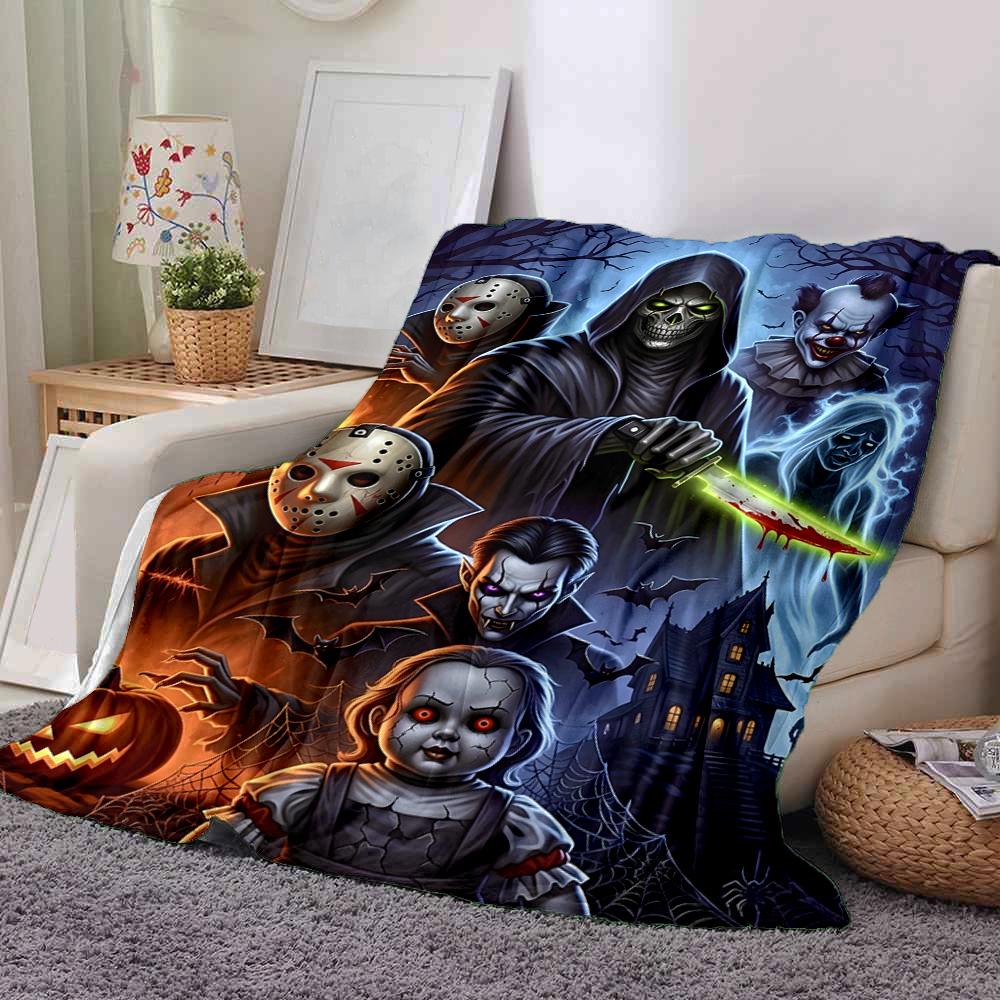 Horror Characters Printed Blanket Soft Cozy Blanket For Sofa Bedroom Living Room Dorm And Outdoor Use