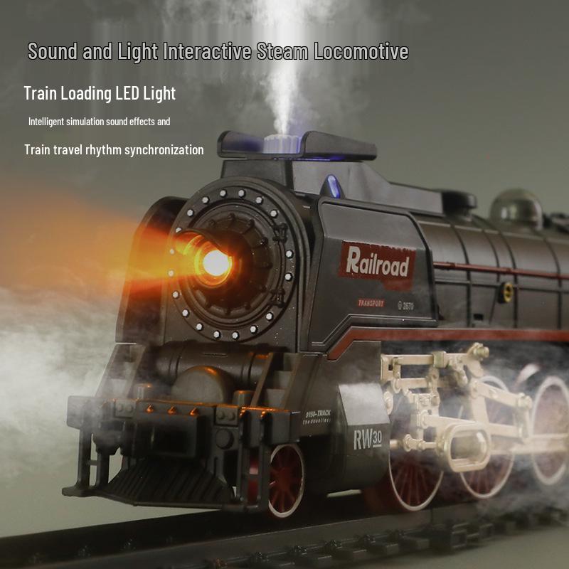 Electric Train Track Set with Sound, Light, and Steam Effects - Retro Style Toy