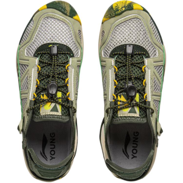 Li Ning Kids Outdoor Soft Comfortable Creek Shoes Non-Slip Wear-Resistant Low-Top Outdoor Shoes Kids Shoes Green YKEV012-3
