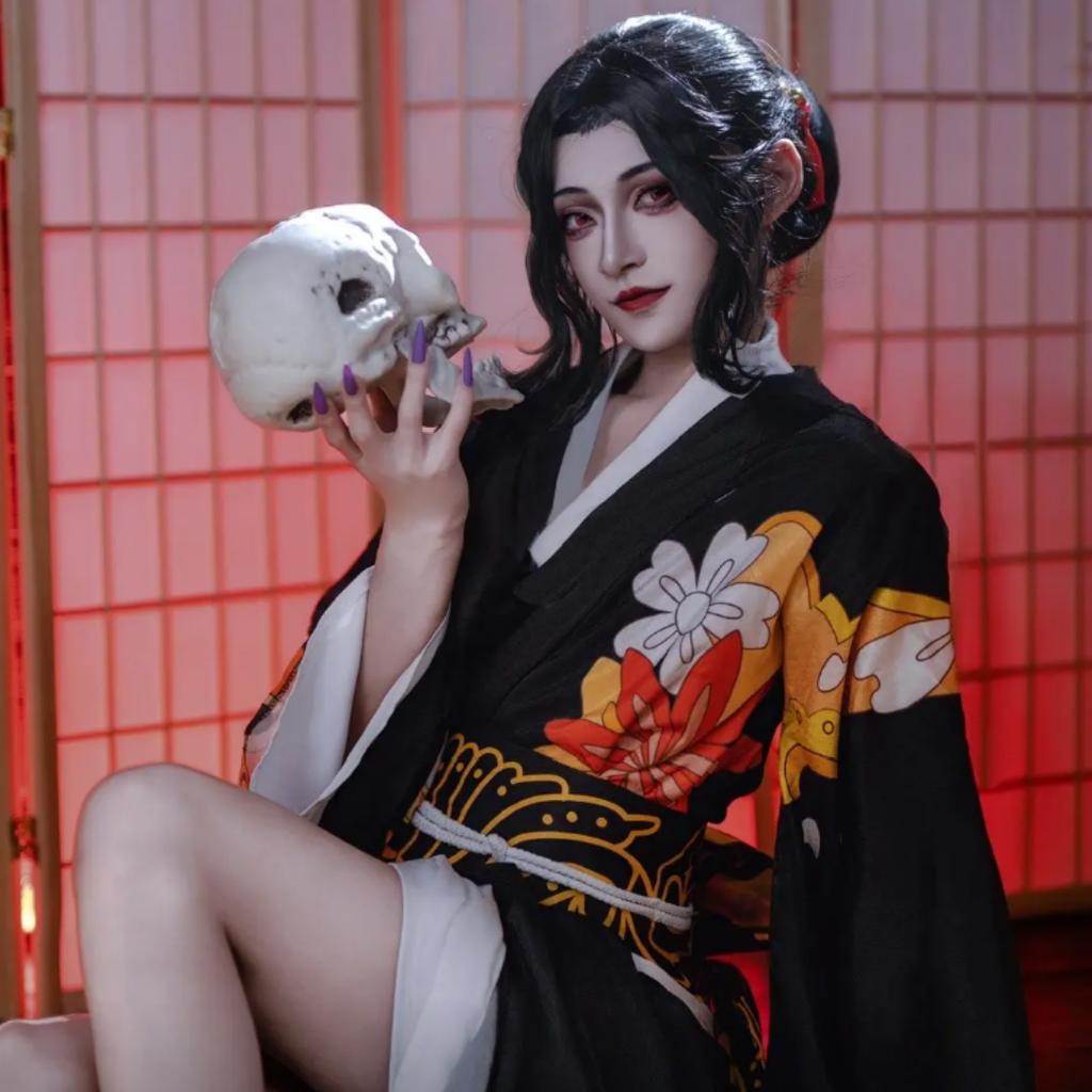Ensemble complet de cosplay Kimono féminin Muzan Kibutsuji de Demon Slayer, Tenue de jeu de rôle Anime Style Ancien