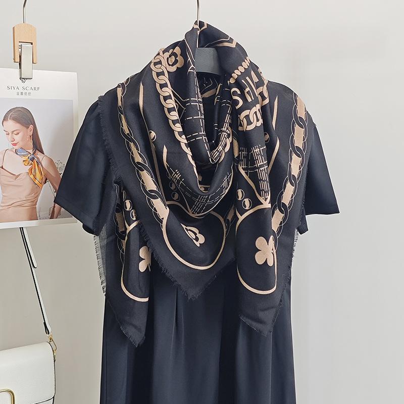 Creative light luxury fashion geometric printing large square scarf women cool high value travel with shawl