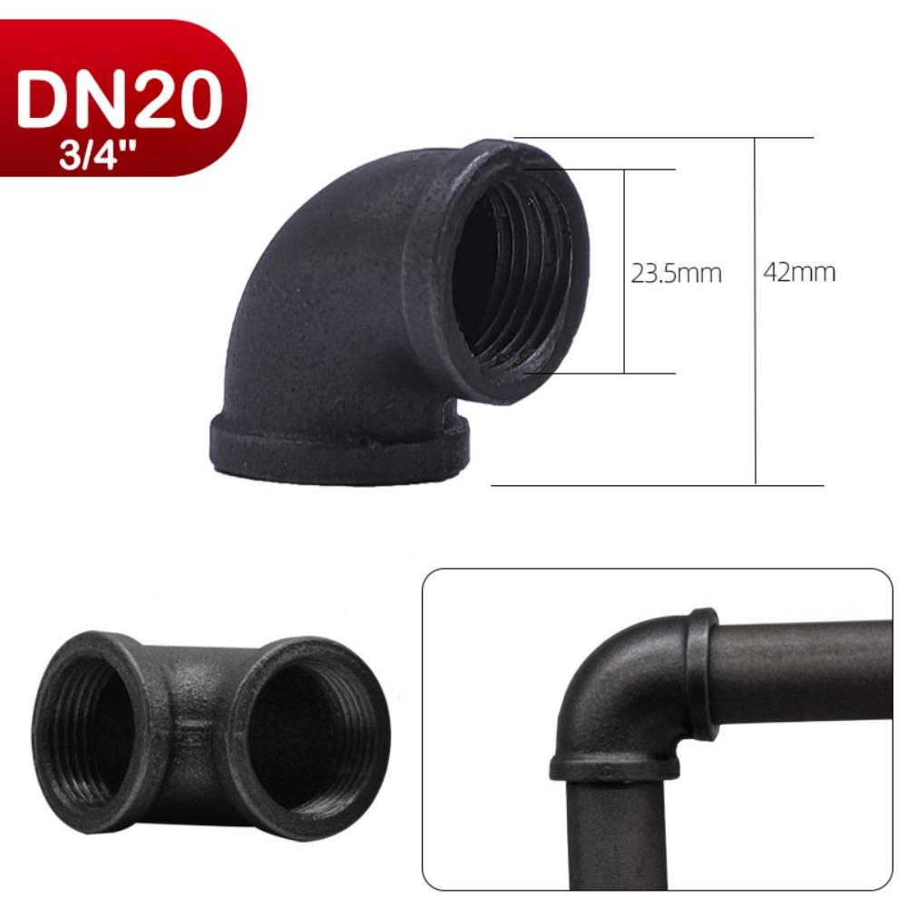 New Black Pipe Fittings Malleable Iron 1/2'' 3/4'' 1'' Pipe Connection Threaded Elbow Pipe Accessories