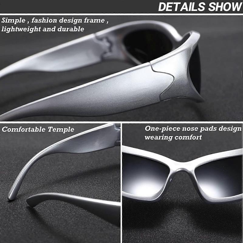 Wrap Around Fashion Sunglasses for Men Women Trendy Swift Oval Dark Futuristic Sunglasses Shades Glasses Eyeglasses