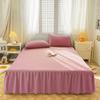 New Solid Color Sanding Bed Skirt Pillowcase Three Piece Set of Seasonal Universal Bed Covers Anti Slip Dustproof Sheets Bedding