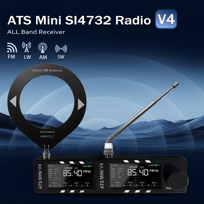 ATS MINI V4 Radio Full-band DSP Radio 1.9-inch IPS Screen FM AM SSB Receiver Si4732 Chip Dual Antennas