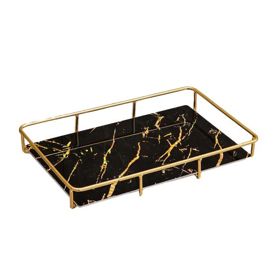 Estantería de Almacenamiento para Baño Yousheng Marco de Hierro Bandeja con Patrón de Mármol Organizador de Gran Capacidad para Artículos de Tocador Cosméticos Joyería