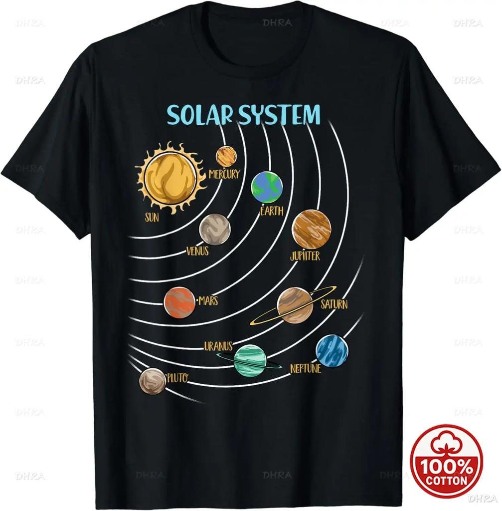 Unisex Funny Astronomy Our Solar System Science Education Cotton Loose TShirt Space Lover Graphic Outfits Short Sleeve Clothing