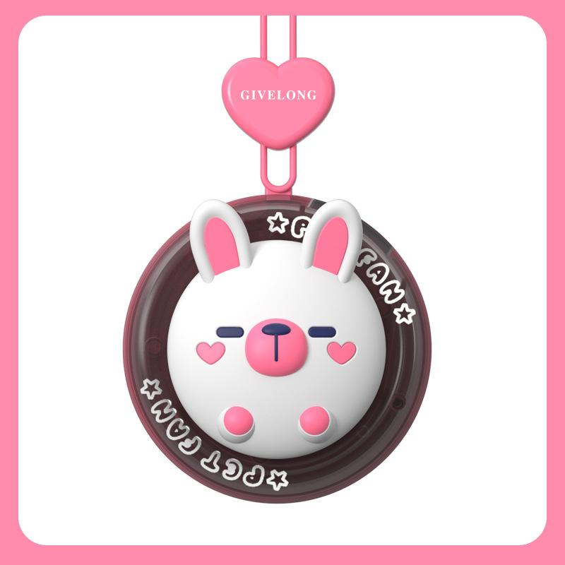 Mini fan Cartoon halterneck fan summer fun student usb charging handheld lazy portable bladeless small fan