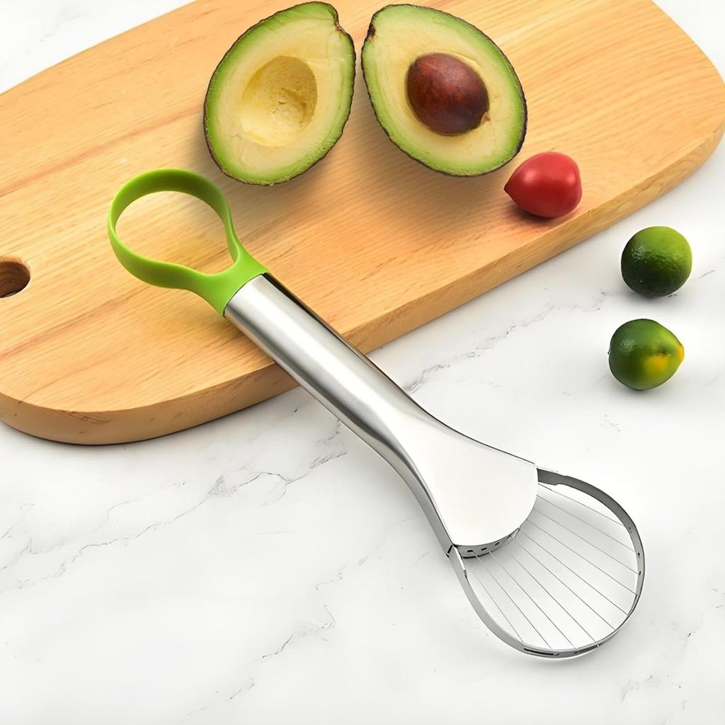 2 in 1 Stainless Steel Avocado Cutter Slicer Peeler and Avocado Pit Remover Cutting Thin Slices Avocados Tool Fruit Cutter