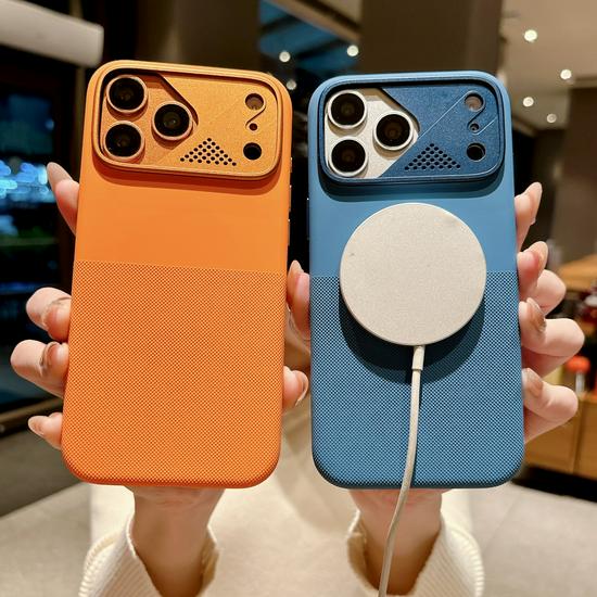 Liquid Silicone Magnetic Phone Case for iPhone 17 Pro Max with Apple 16 Aluminum Dot Matrix Design