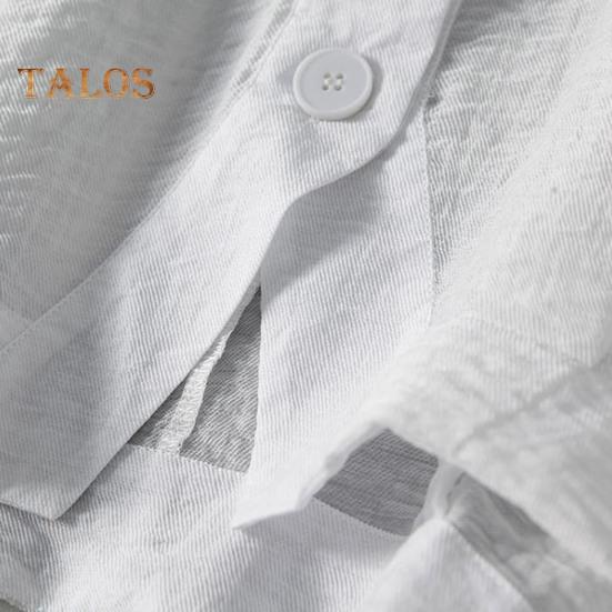 Women Loose Fit Shirt V-Neck Lantern Long Sleeve Two-Button Placket Tops Solid Color Loose Fit Casual Shirt