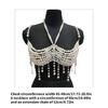 Faux Pearls Beaded Harness Bra Chest Chain for Women’s Party and Beach Clubwear Tassels Body Jewelry Bralette Crop Top