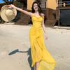 High-end Suspender Slim and Thin Irregular Split Fork Seaside Vacation Dress Vacation Birthday Dinner Dress