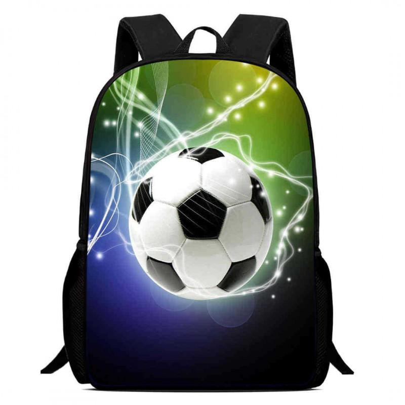 Kids Soccer Backpack Elementary School Students Large Capacity Lightweight Anti-Shock Ergonomic Design With Cartoon Print