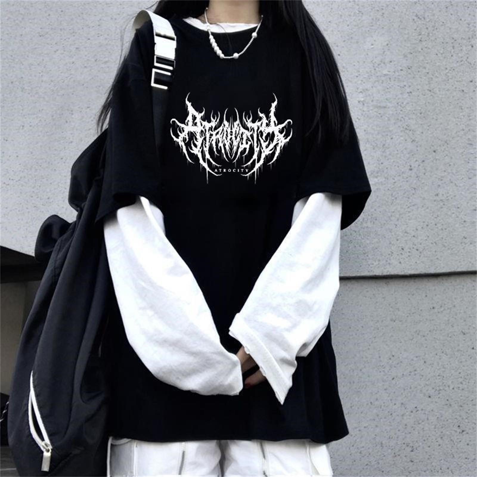 

Women s Spring And Summer Printed Loose Round Neck Long Sleeve T-Shirt L чёрный