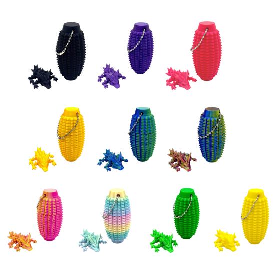 Spiky Grippie Stim Fidget Toy with Articulated Dragon Hand Massager Keychain Stress Relief Pain Stimming Tool Portable Bumpy Roller Sensory Toy