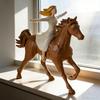 Girl Riding Horse Figurine Hand-Painted Women On Horse Resin Statue Sculpture Home Office Decoration