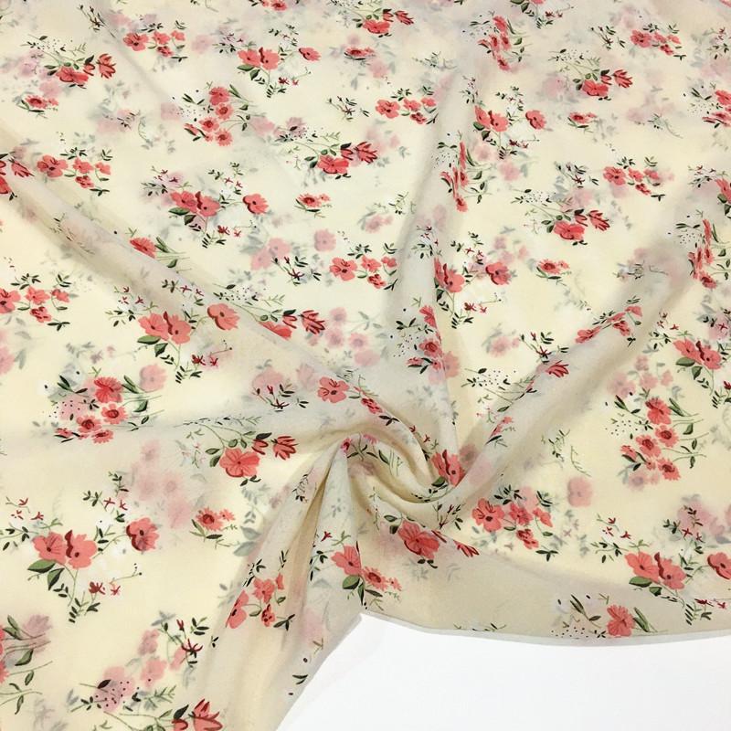 100x150cm Micro-transparent Floral Pearl Chiffon Fabric for Clothes Dress Shirt Diy Sewing Flower Printed Cloth Soft