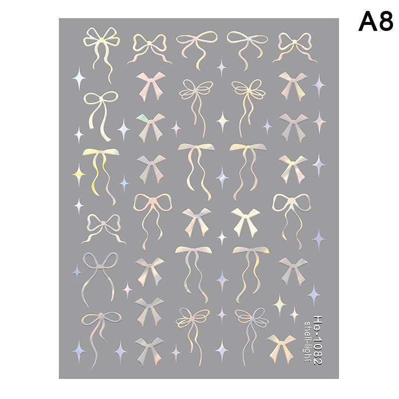 

1Pcs 5D Japanese Mini Bow Nail Art Stickers Black White Ribbon Self Adhesive Nail Decoration Decals Diy Nail Accessories as the picture