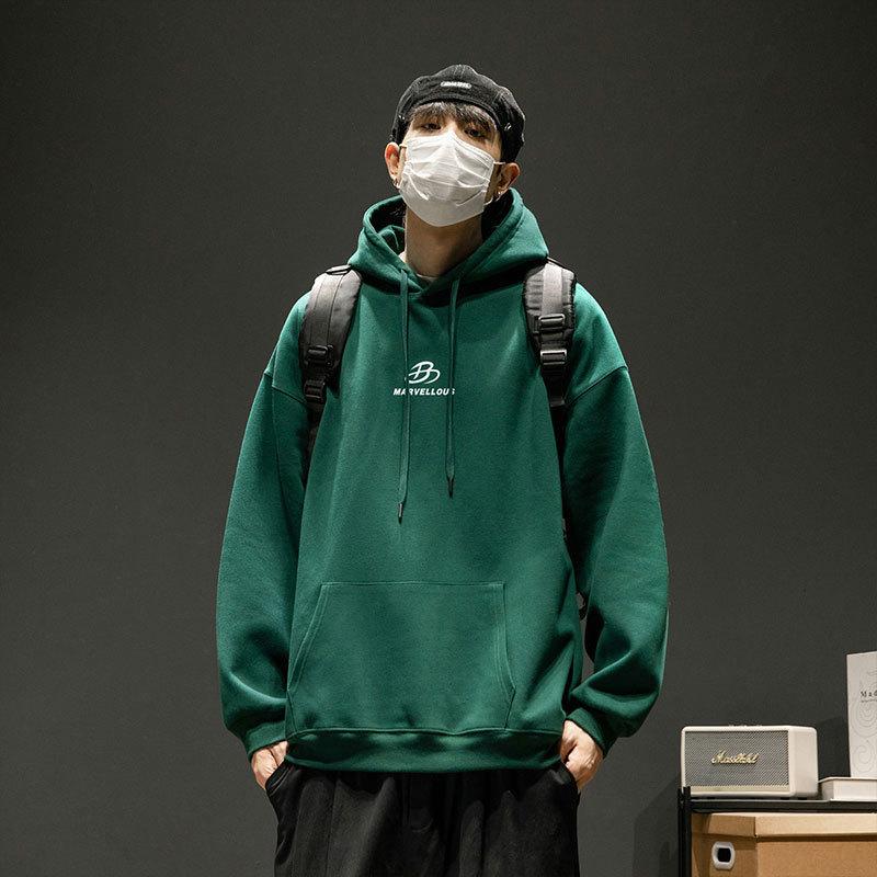 Bavlněný svetr s kapucí Pánský a dámský svetr Trendy pánské oblečení Jaro a podzim Neformální sportovní top Volná pánská bunda s dlouhým rukávem