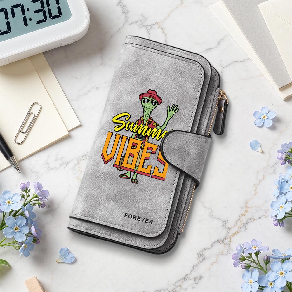 Summer Vibes Alien Pattern Leisure Multi Slots Daily Fashion Wallet