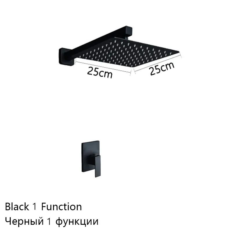 Luxury Brushed Gold/Black/Silver/Grey Hidden Bathroom Shower Faucet Set 10 Inch Shower Head Bathtub Rain Mixer Tap Shower System