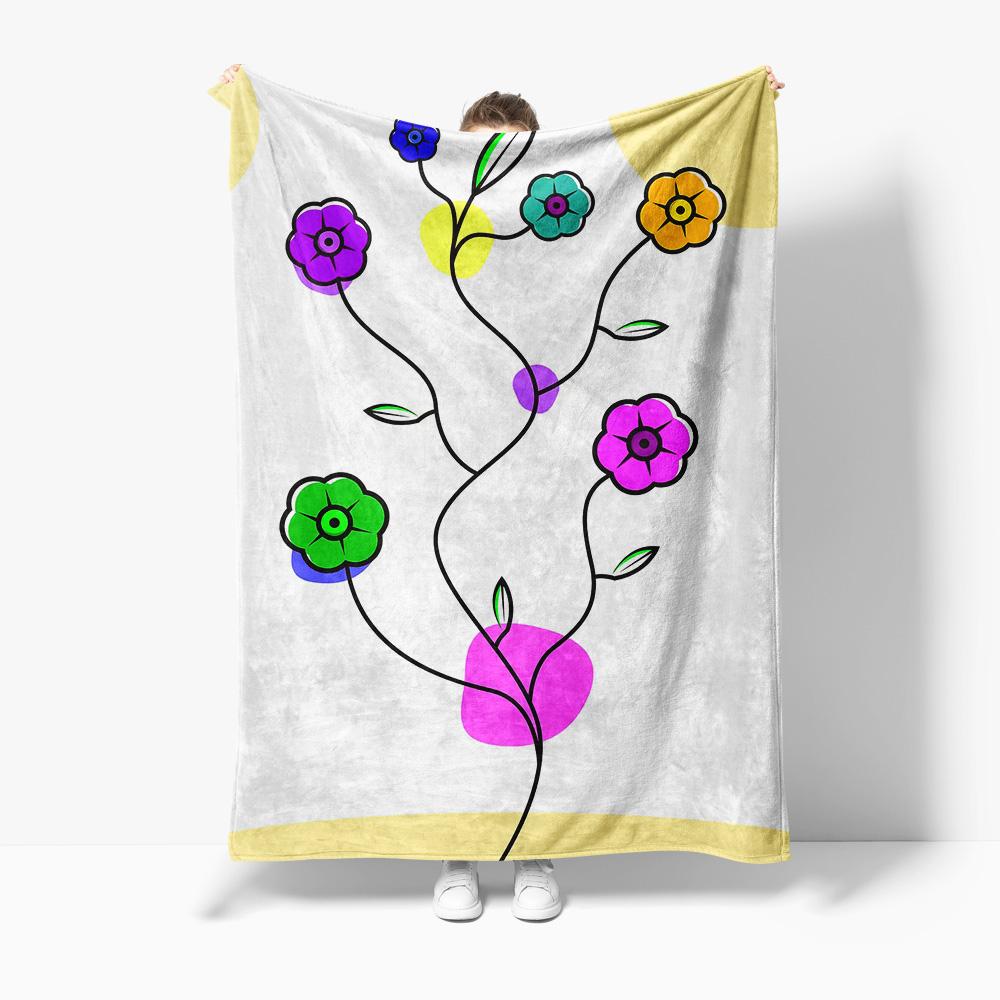 

Cartoon Floral Print Blanket Kids Teen Sofa Bed Throw Soft Fleece Blanket Decorative Throw Blanket 130x150cm51x59in