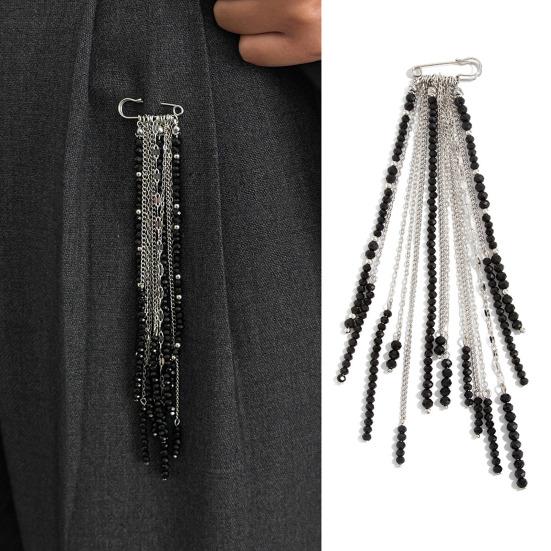 Beaded Tassel Pin Brooch Boho Chain Tassel Brooch Retro Dangle Brooch