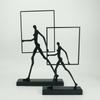 Abstract Figure Walking In A Square Frame, Home Decoration Sculpture, Metal Crafts, Portrait Cutting Sculpture Decoration