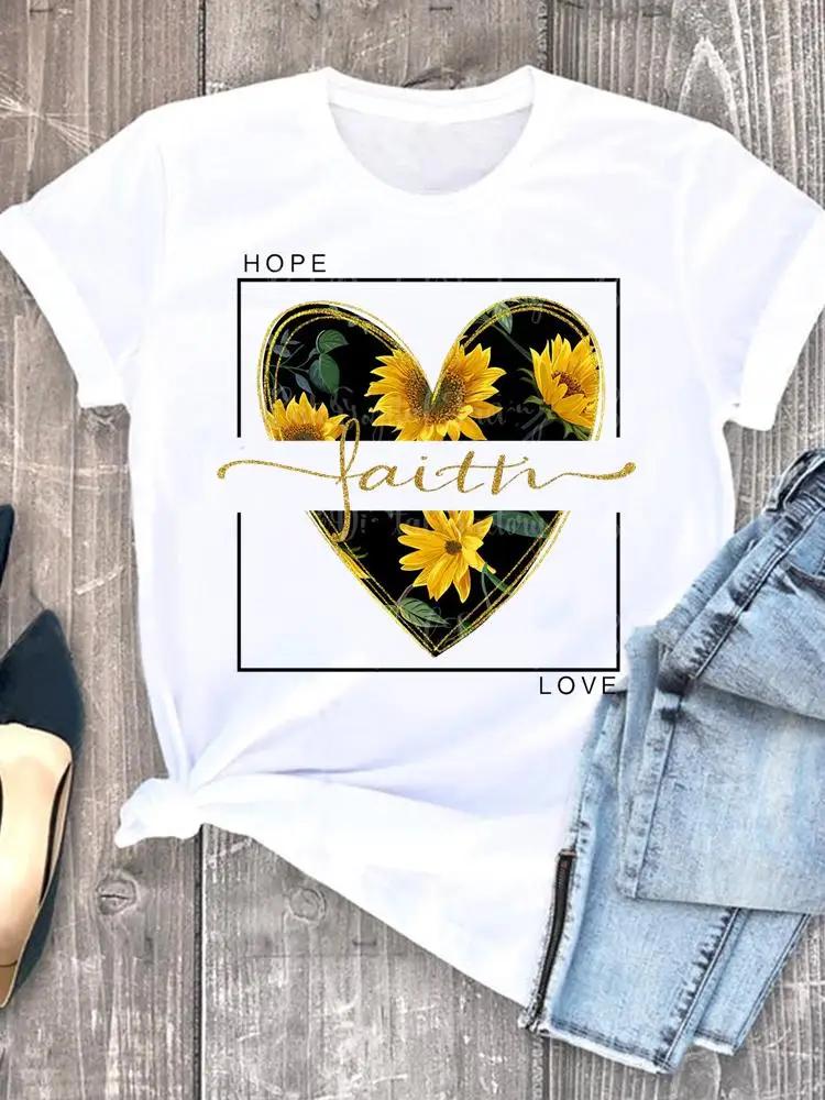 Women Tshirts Casual Sleeve Regular FeUnisex Graphic Tops Clothes Summer Clothing Leopard Heart Sweet Fashion Aesthetic Clothes