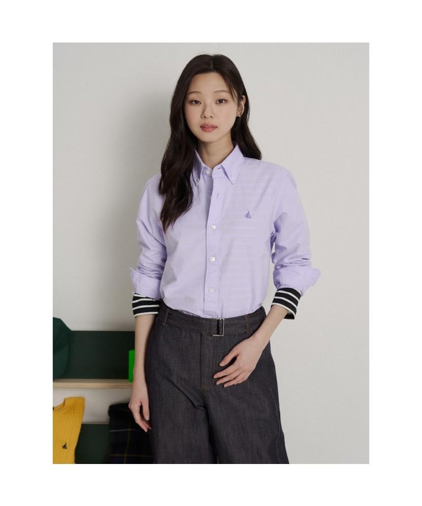 Binpolmen [Essential] Unisex Oxford Solid Shirt Light Purple