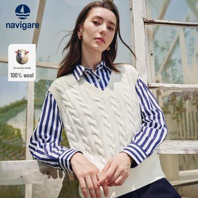 Women's 100% Wool V-Neck Sleeveless Sweater Vest