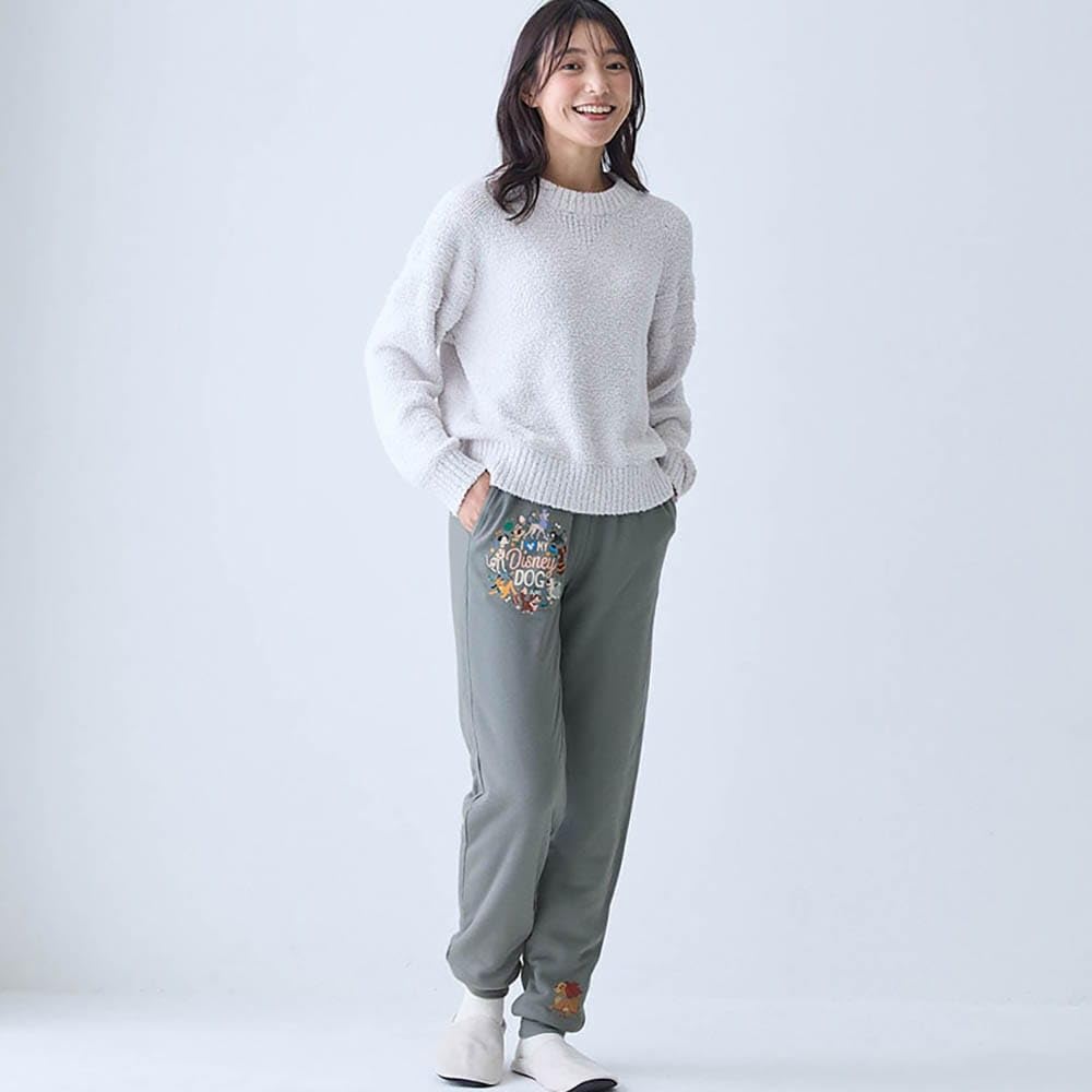 Belle Maison Disney Loose Pants with Fleece Lining and Belly Dogs Size L Women's Warmer, Pajama/Loungewear Bottoms, (Gray),