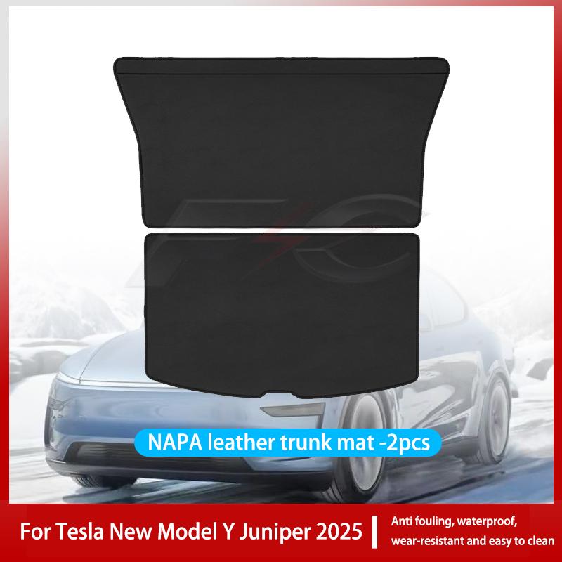 For Tesla New Model Y Juniper 2025 Leather Trunk Mats Rear Seat Back Protector Pad Backrest All Weather Liner Pet Anti-kick Pad