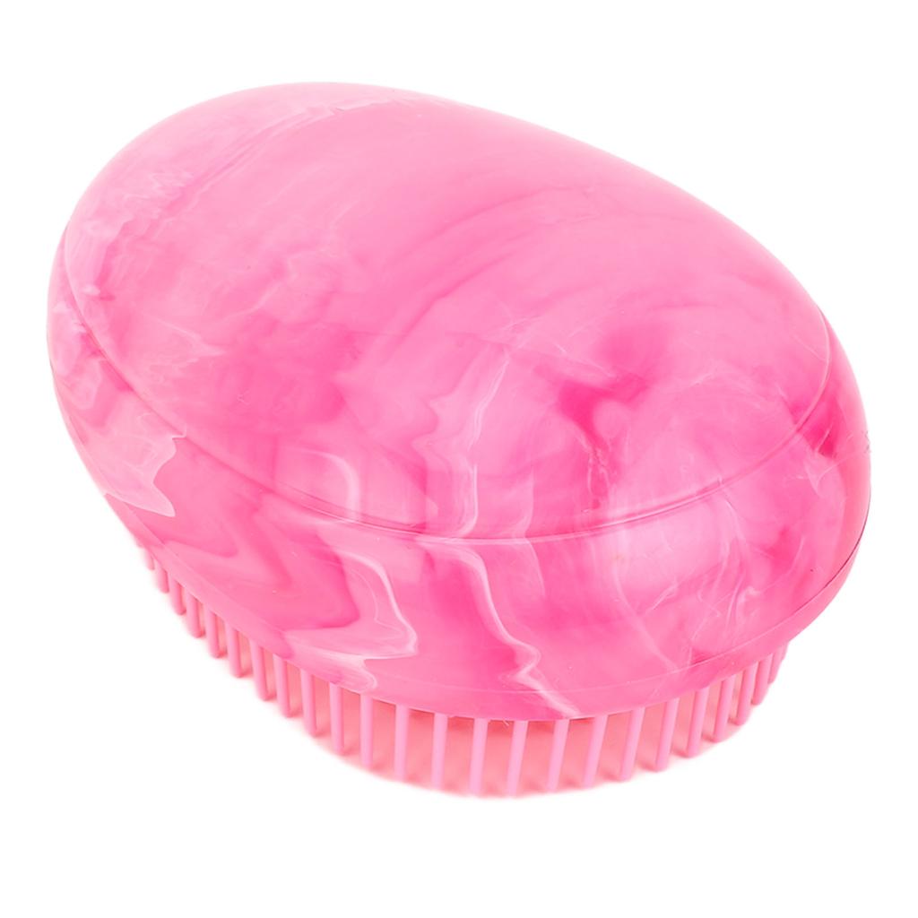 4pcs Rosy Red Egg Shape Detangling Brush Bright Marble Effect Portable Styling Comb Hair Brush