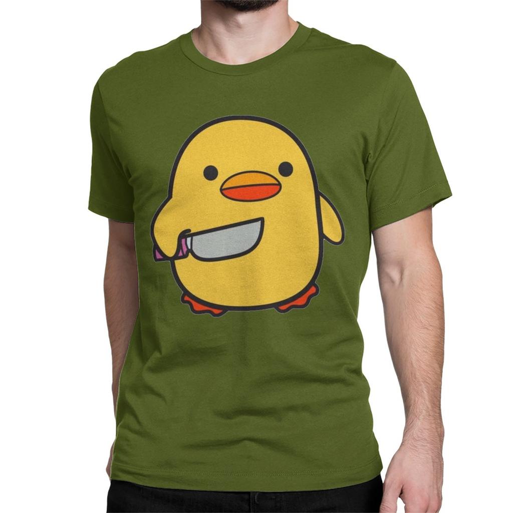 Lustige Ente mit Messer T-Shirts für Unisex Damen Neuheit Baumwoll-T-Shirt O-Ausschnitt Kurzarm T-Shirts Geschenk Kleidung Unisex