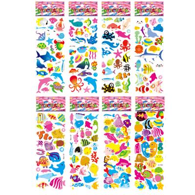8 Blatt/Packung Meeresleben Delfin Fisch Cartoon Aufkleber 3D Niedliche Blasen PVC Aufkleber für Kinder Junge Mädchen Lustige Lernspielzeuge