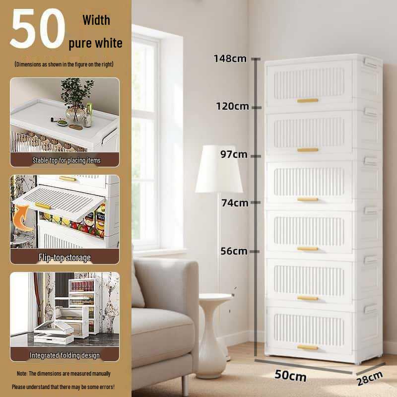 Foldable Five-Drawer Multi-Layer Storage Cabinet for Home, Bedroom, or Kitchen