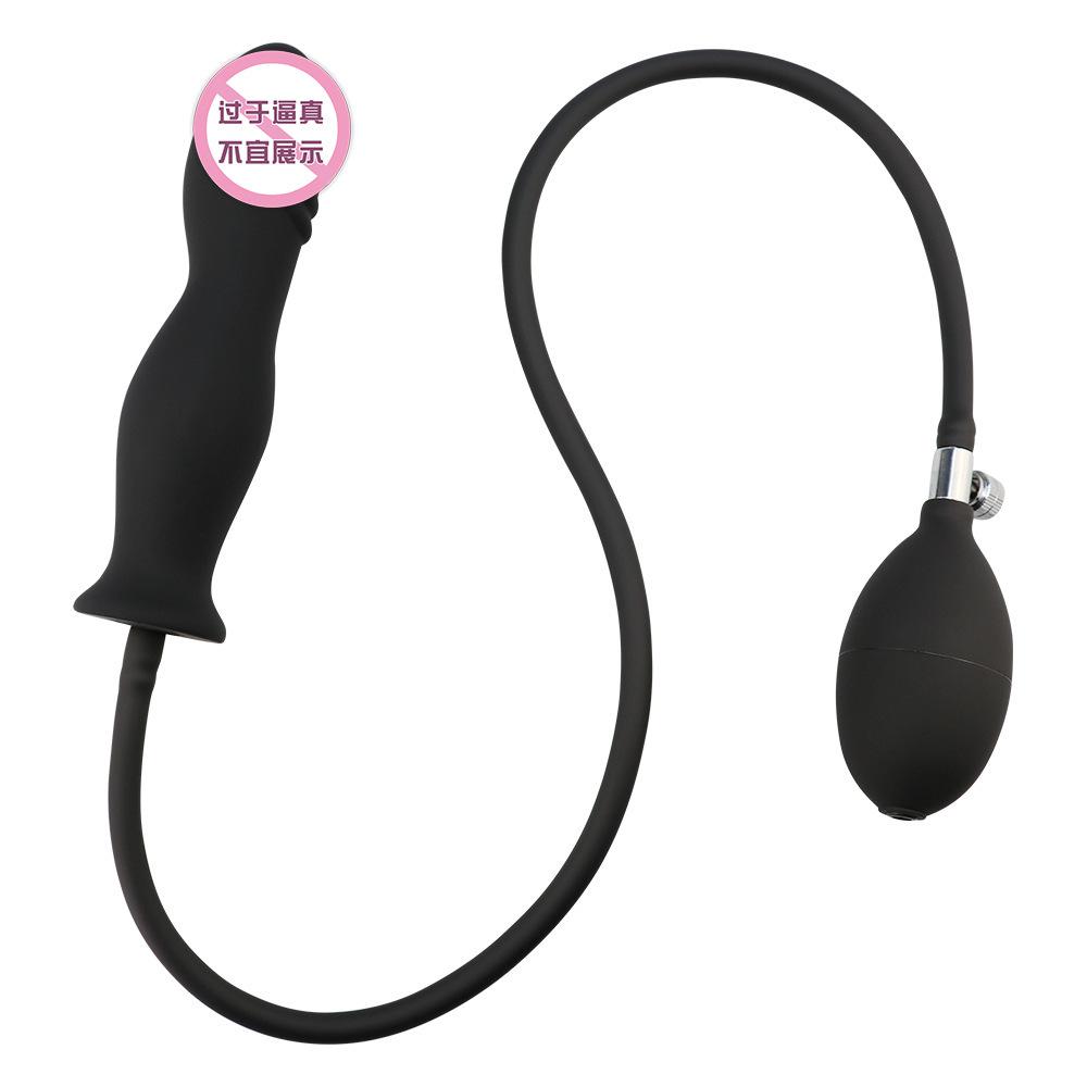 Miękka czarna nadmuchiwana pompa Nadmuchiwana wtyczka Dildo Expander Rozszerzalna nadmuchiwana wtyczka Produkt dla dorosłych