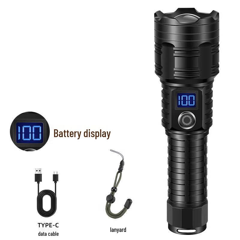 USB Rechargeable LED Flashlight with Power Display