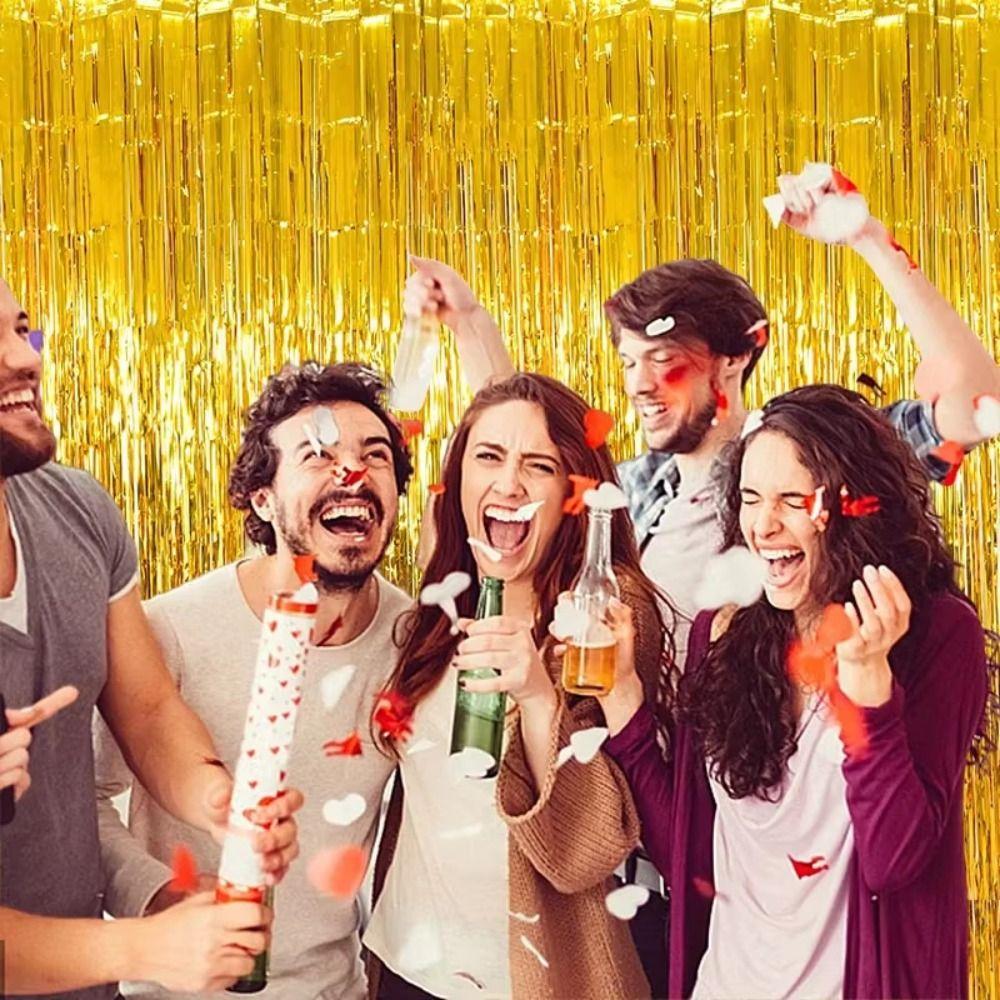Colorful Tinsel Curtain Glitter Streamers Fringe Backdrop Curtain Streamer Curtain Christmas Event