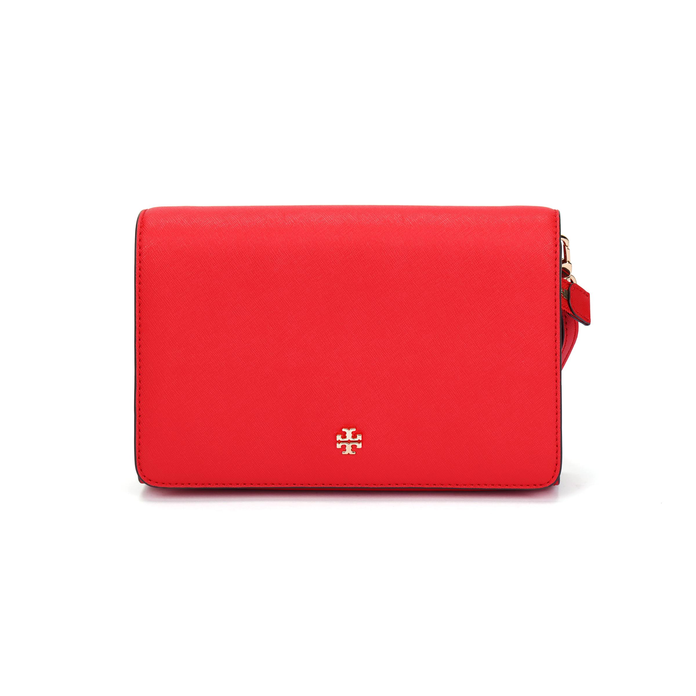 

Tory Burch Emerson Small Crosshatch Flap Leather Shoulder Bag Women Shoulder Bag Red 58440-612 Basic Set (Bag+Dust Bag)