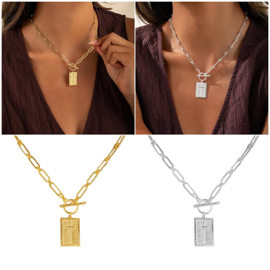 Stylish Cross Pendant Necklace Multifuntional Neck Jewelry Copper Texture Suitable for Everyday Wear and Parties