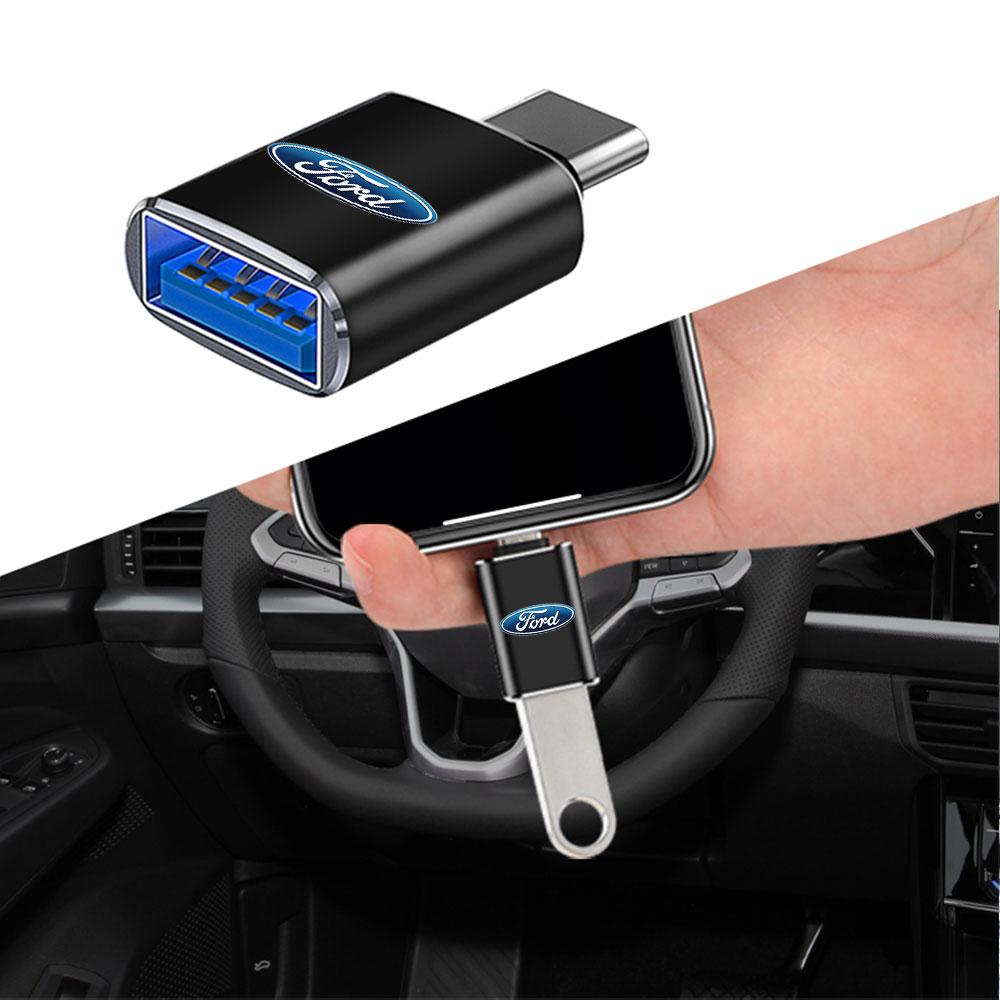 AKS1 Car USB Adapter Card Reader OTG Type C Phone Computer Connector For Ford Fiesta Ranger Focus Kuga STRACING Mustang Mondeo Fusion