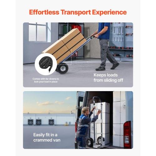 VEVOR Hand Truck, 226.9 Kg Load Capacity, Heavy-Duty Hand Truck Dolly with Non-Slip Wheels & Handle