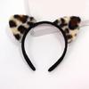 Leopard Pattern Cats Ear Headband Cosplay Costume Hairhoop Masquerades Headwear for Women and Girl Face Washing Hairband