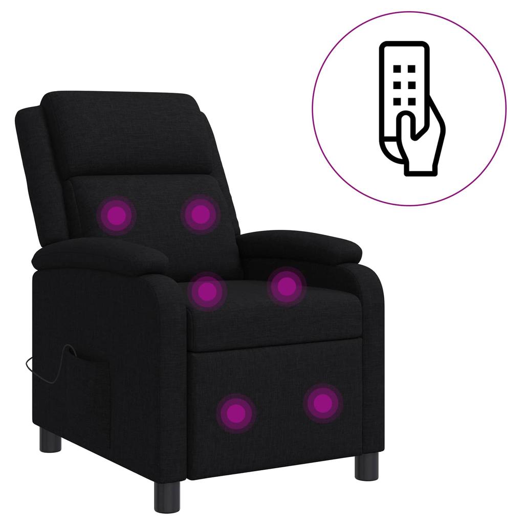 Massage Recliner Chair Black Fabric