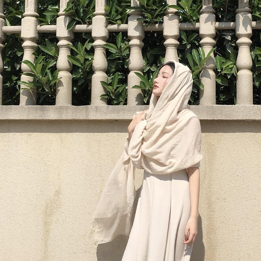 Dunhuang Desert Shawl - Qinghai Chaka Salt Lake Ethnic Scarf for Women, Cotton Linen Silk Blend